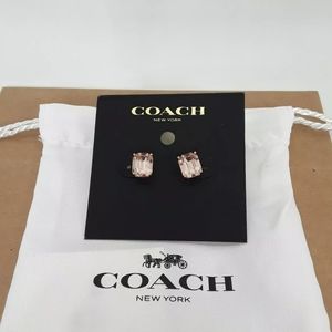 COACH Emerald Cut Crystal Stud Earrings NWT